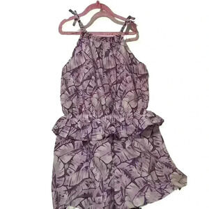 Janie‎ and Jack Peplum Palm Leaf Romper Talulah Lavender 12years NWT